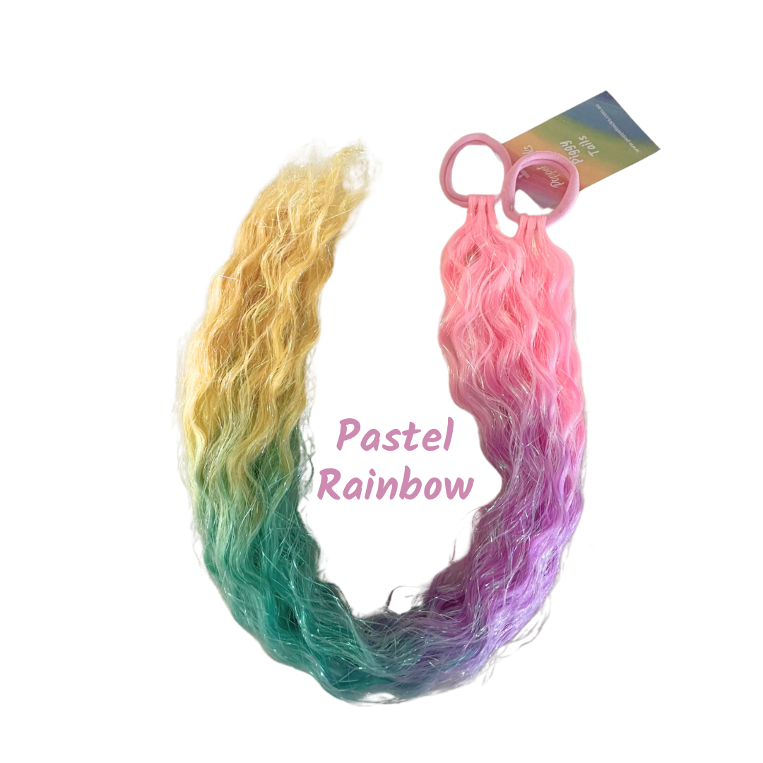 Piggy Tails - Mermaid Waves - Pastel Rainbow 22”