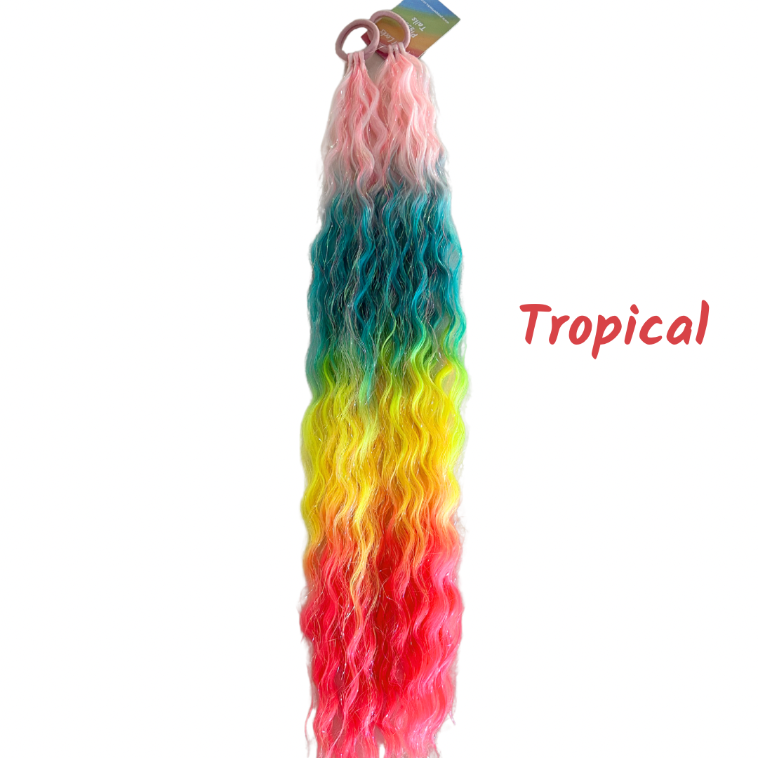 Mermaid Curls Piggys - Tropical - 22”