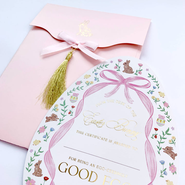 Easter Bunny Good Egg Certificate and Envelope Pink