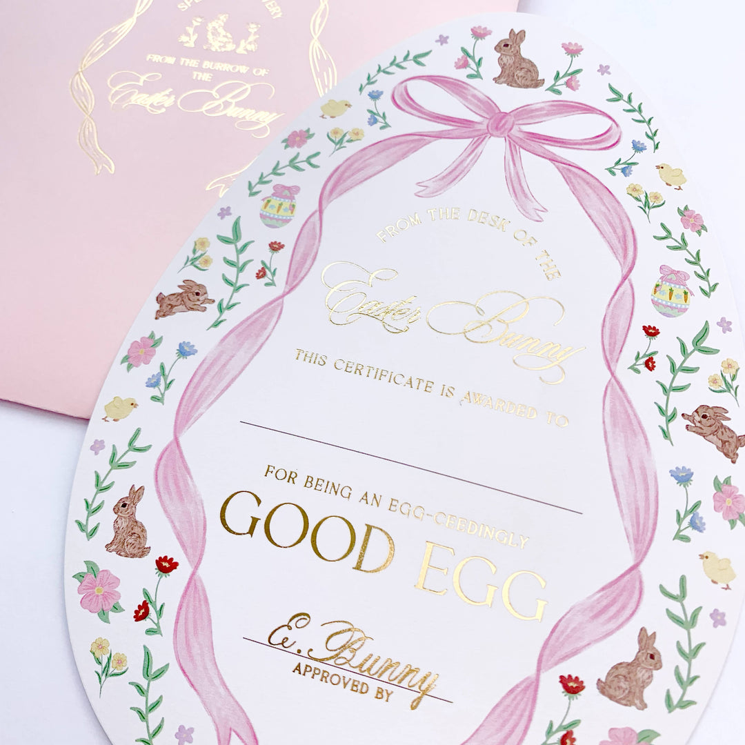 Easter Bunny Good Egg Certificate and Envelope Pink