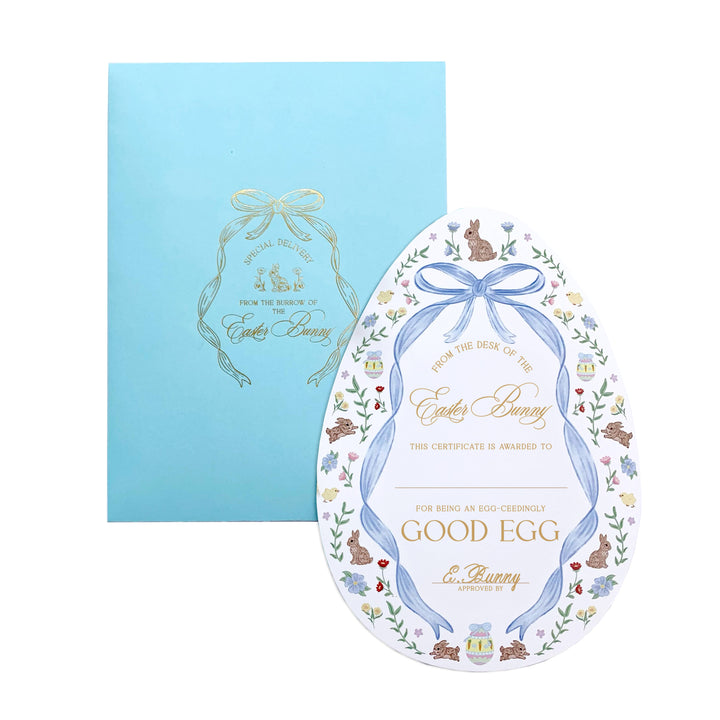 Easter Bunny Good Egg Certificate and Envelope Blue