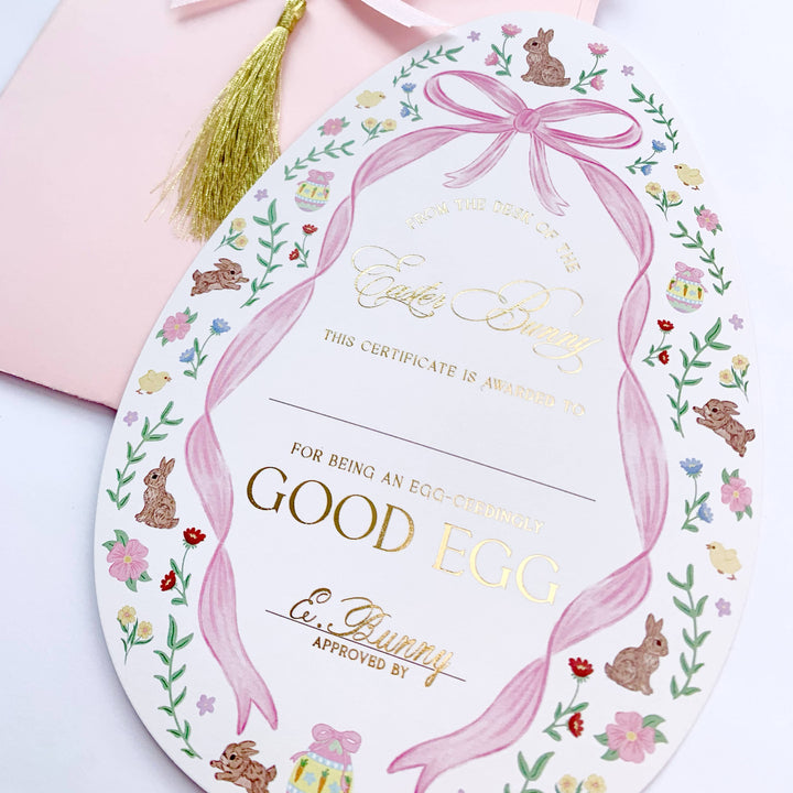 Easter Bunny Good Egg Certificate and Envelope Pink