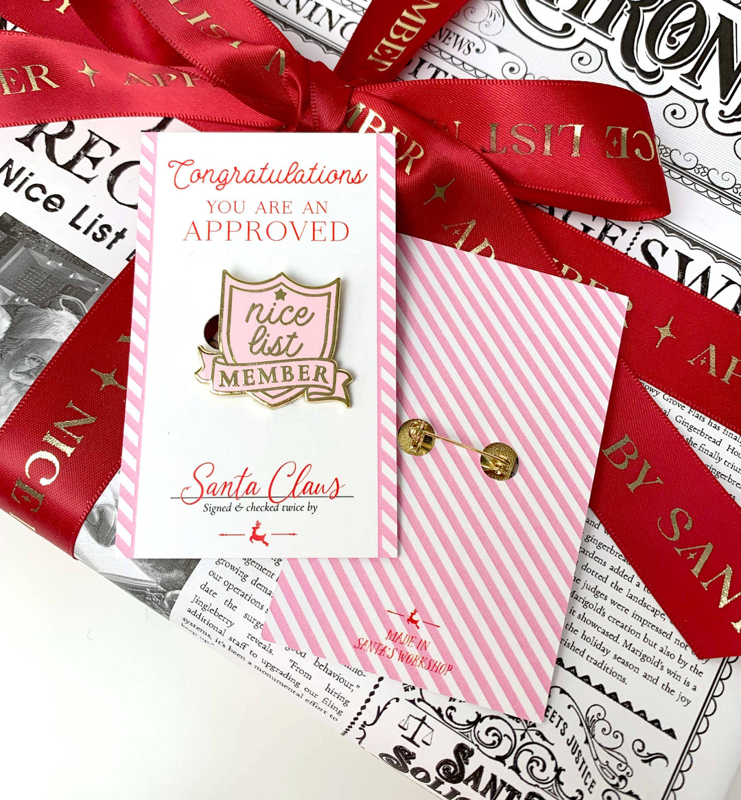 Nice List Member | Christmas Enamel Pin Badge | Pink