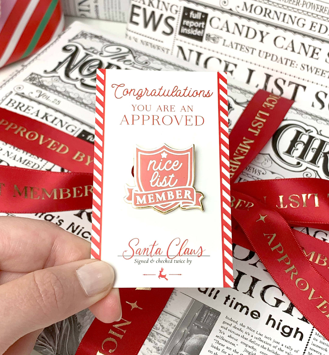 Nice List Member | Christmas Enamel Pin Badge | Red