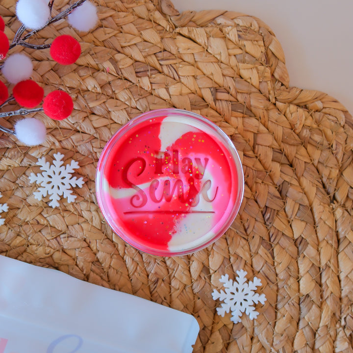 Christmas Playdough | Christmas Swirl | Raspberry Candy Scented