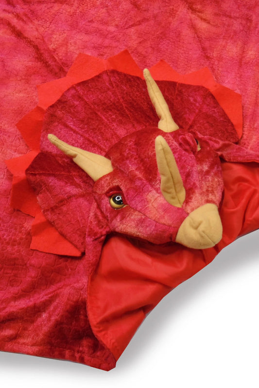 Red Triceratops Hooded Cape | Size 4-5yrs