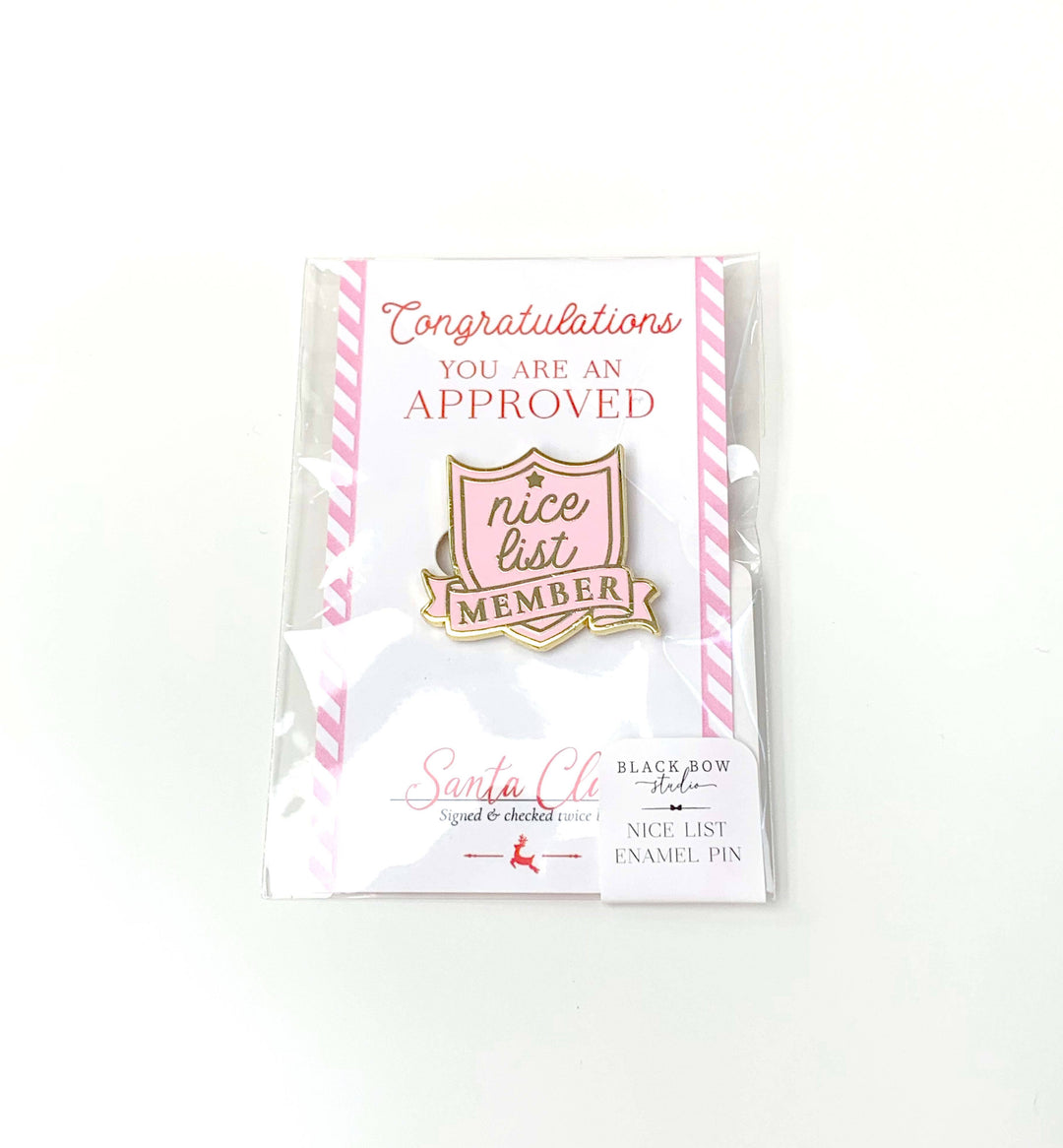 Nice List Member | Christmas Enamel Pin Badge | Pink