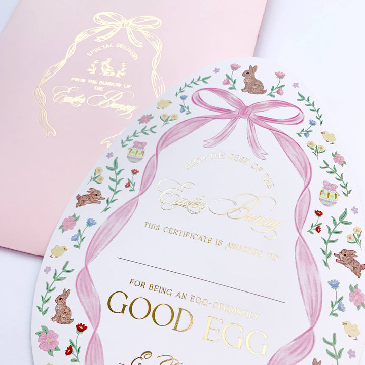 Easter Bunny Good Egg Certificate and Envelope Pink