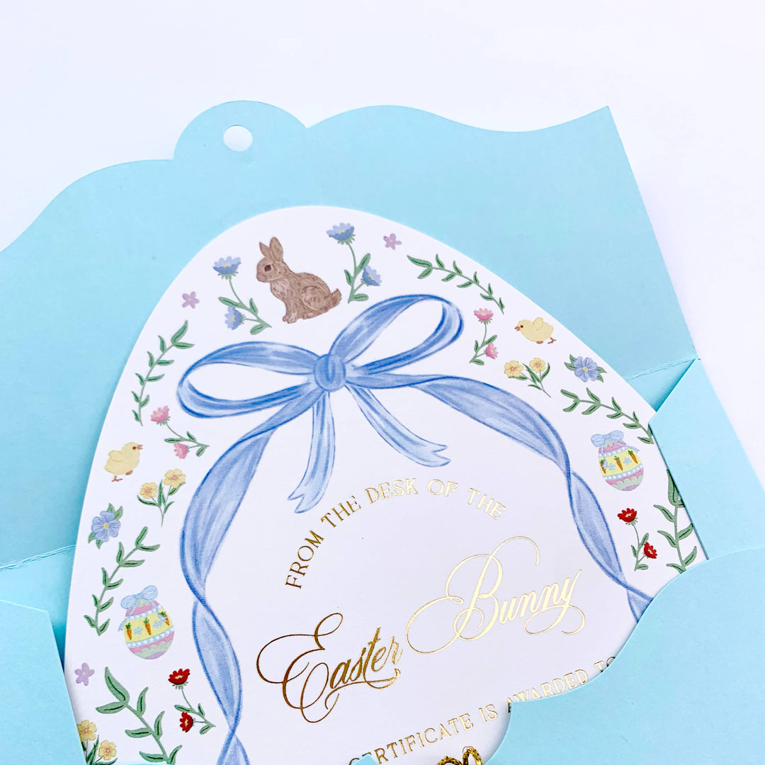 Easter Bunny Good Egg Certificate and Envelope Blue