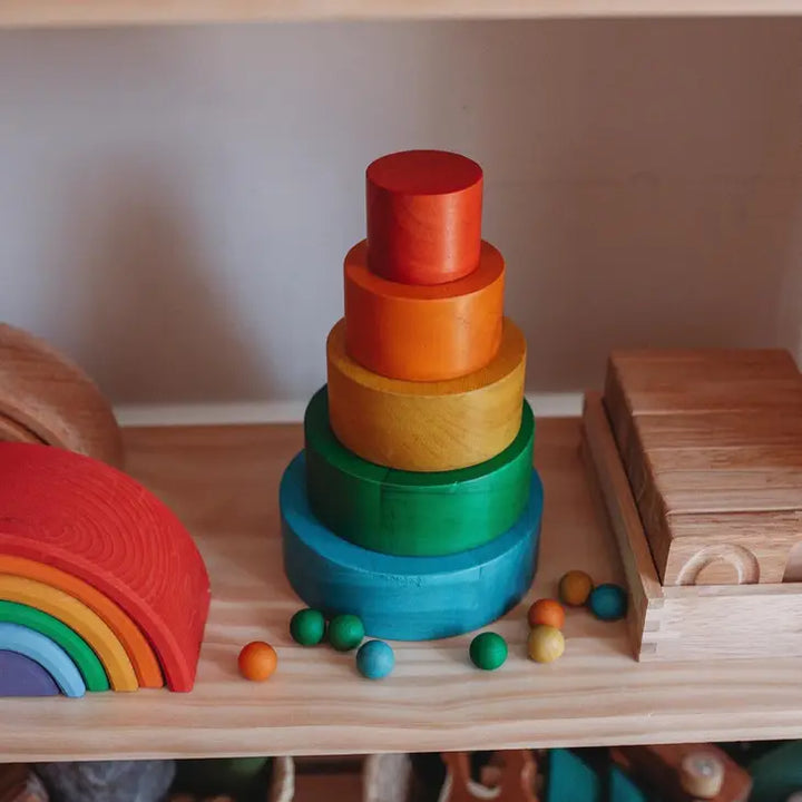 Wooden Coloured Stacking Bowls